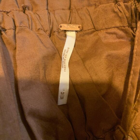 Free People Brown Ruffle Crop Top Tank - Medium - Side Ties Boho Faire (125) - Picture 4 of 12